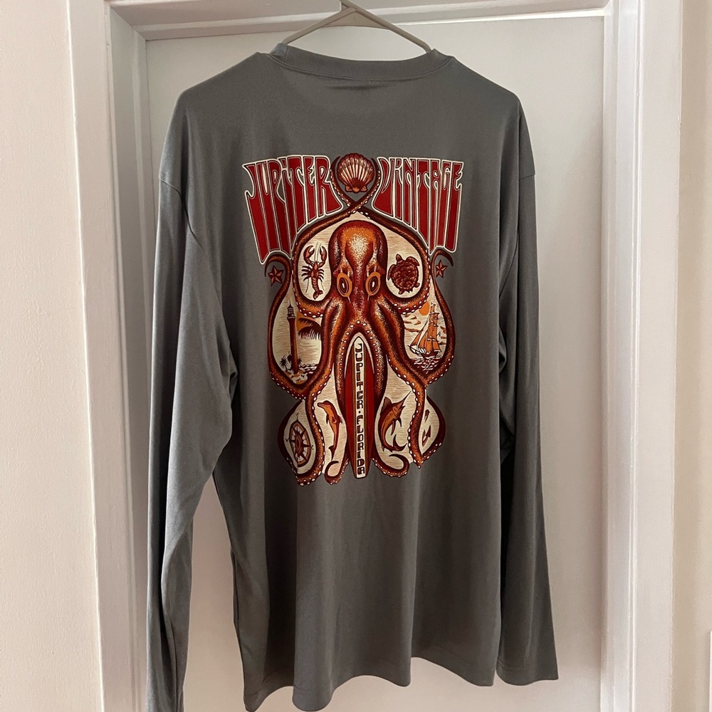 Sport-Tek Gray Long Sleeve Shirt with Octopus Design